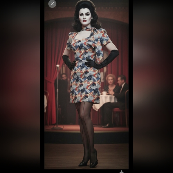 Vintage Remnant Fabric 80s novelty print As Is - Picture 1 of 16